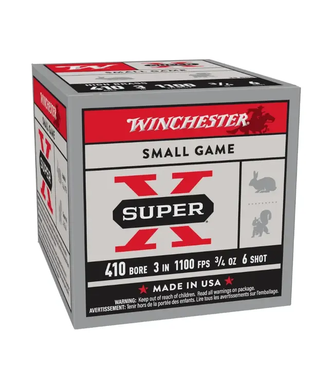Winchester Super X Ammunition - 410 Gauge, 3", 1100 fps, 3/4 oz,  6 Shot