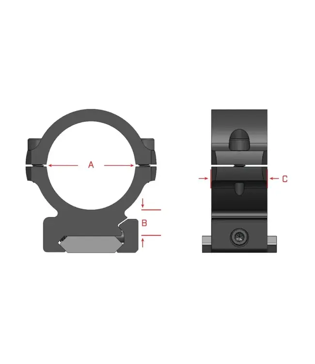Warne Vapor Horizontal 1 inch, High Matte Rings