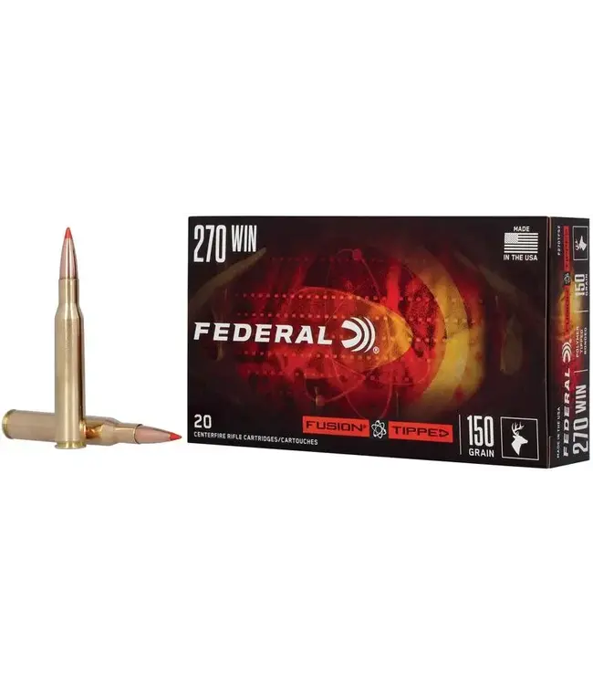 Federal Ammo Fusion Tipped Rifle Ammunition - 270 Win, 150 Grain, Fusion Tipped, 2850 fps
