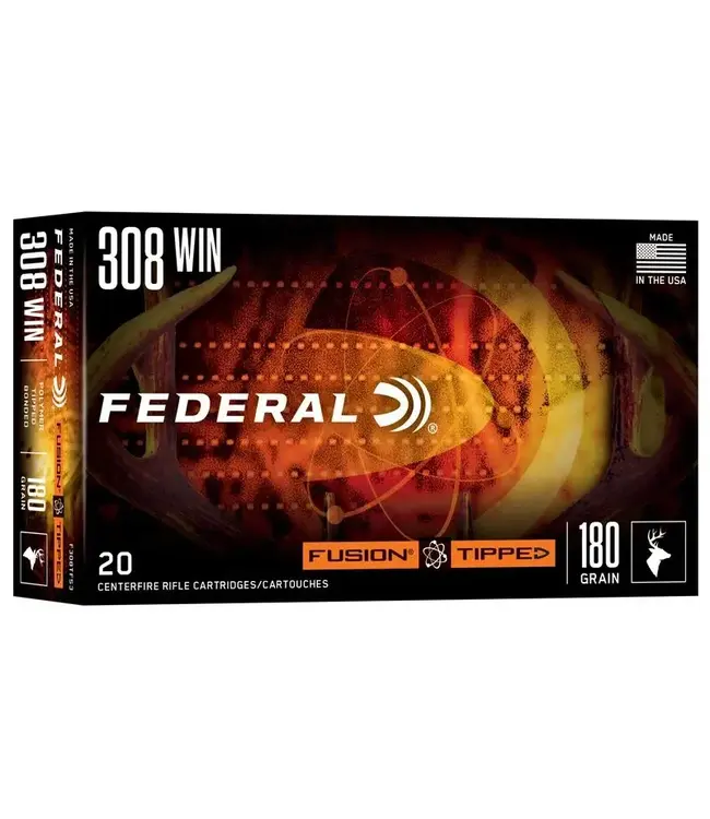 Federal Fusion Tipped Rifle Ammunition - 308 Win, 180 Grain, Fusion Tipped, 2600 fps