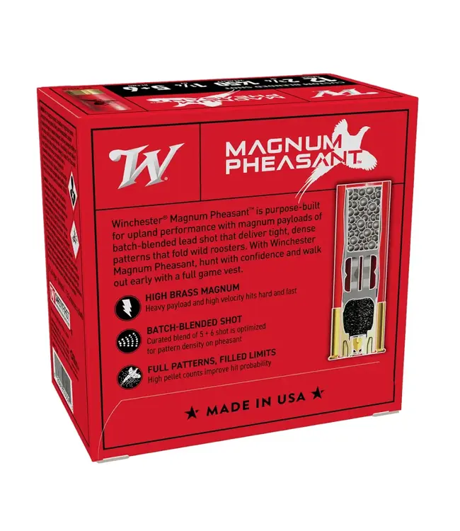 Winchester Magnum Pheasant Ammunition - 12 GA, 2 3/4 IN, 1450 fps, 1 1/4 oz, 5+6 Shot Blend