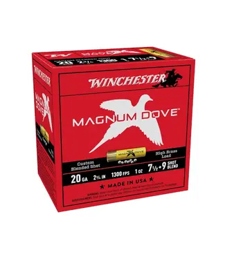 WINCHESTER Winchester Magnum Dove Ammunition - 20 Gauge, 2 3/4", 1300 FPS, 1 oz, 7 1/2+9 Shot Blend