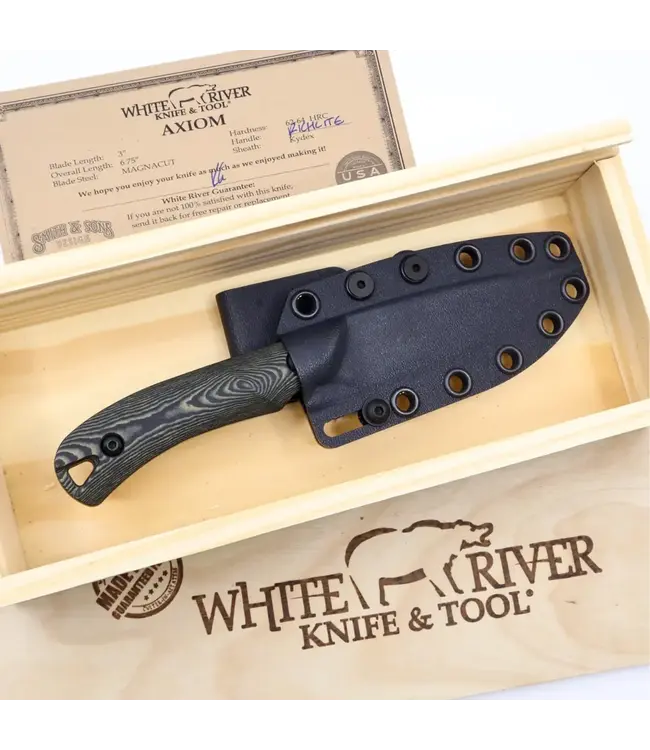 White River Axiom Knife - Micarta Natural Burlap