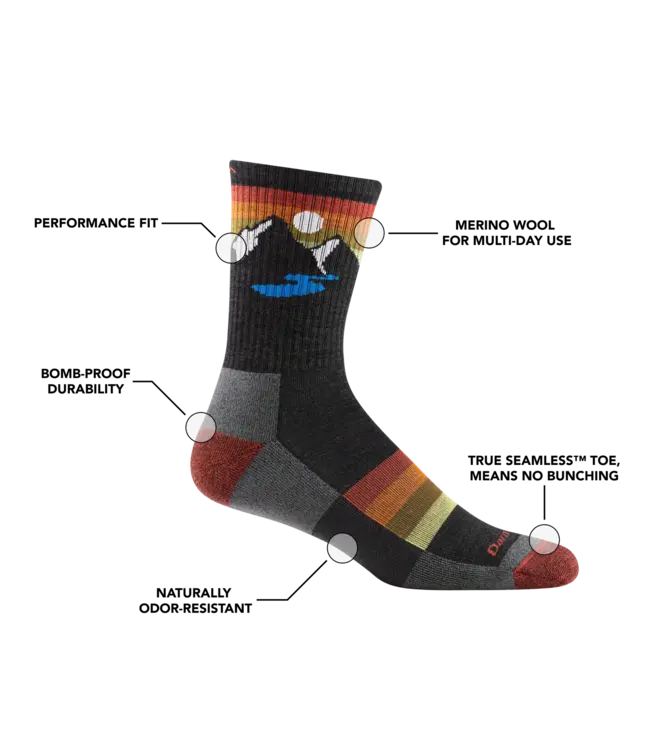Darn Tough Men's Sunset Ridge Micro Crew Lightweight Hiking Socks