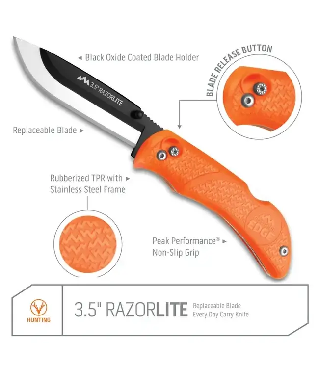 Outdoor Edge RazorPro L 3.5" Replaceable Blade Hunting Knife