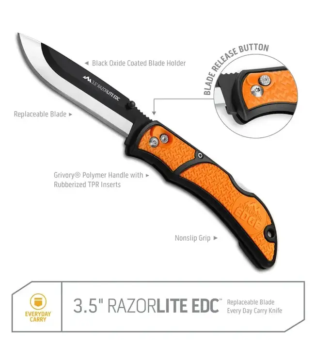 Outdoor Edge 3.5" RazorEDC Lite Replaceable Blade Carry Knife