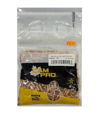 CAMPRO 223 REM .224 DIA 55GR FMJ Spitzer 500 RND Reloading Bullets