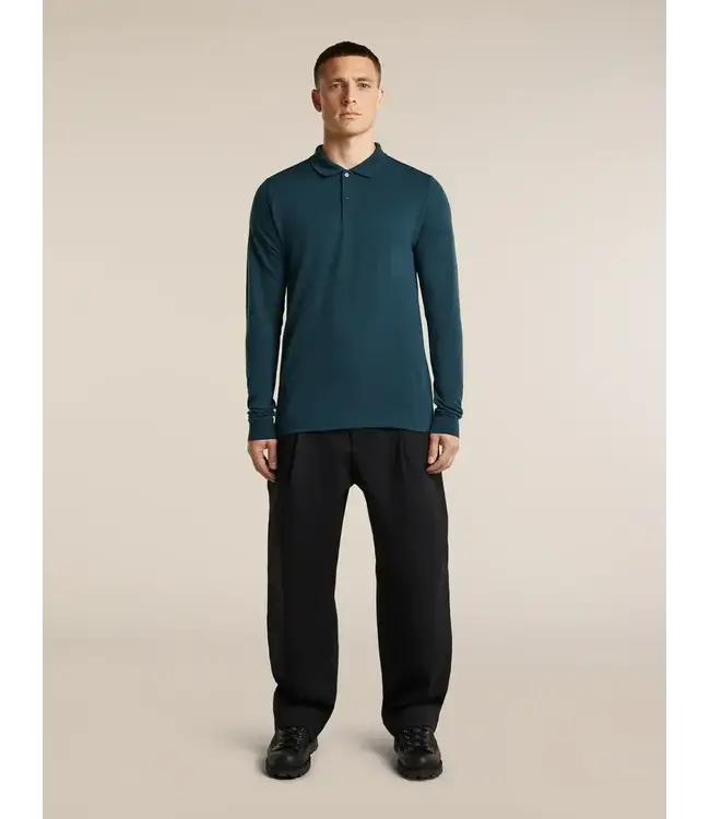 Icebreaker Men's 15.5 MerinoFine Pique Long Sleeve Polo Shirt