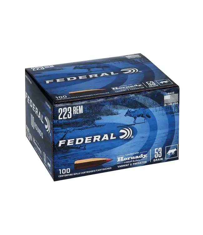 Federal Varmint & Predator Ammo - 223 Rem, 53 Grain, Hornady V-Max, 3400 fps