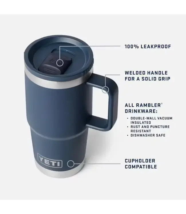 Yeti Rambler 20 oz Travel Mug With Colour Matched Lid