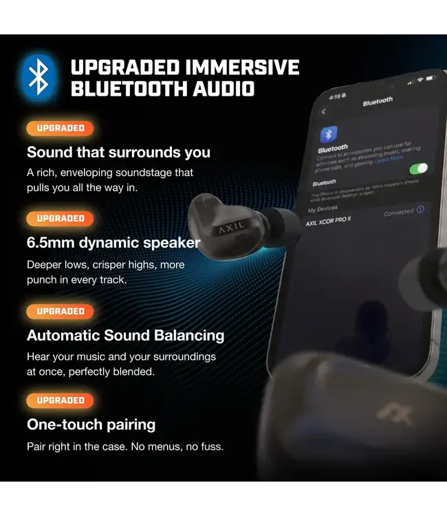 Axil XCOR PRO II Bluetooth Electronic Earbuds