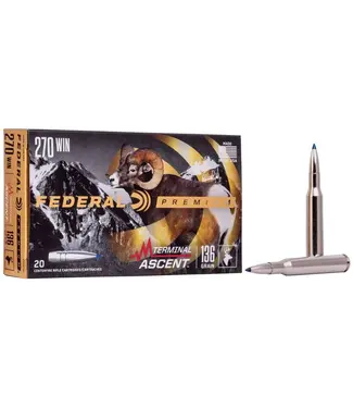 FEDERAL AMMO Federal Ammo Terminal Ascent Ammo - 270 Win, 136 Grain, 3000 fps