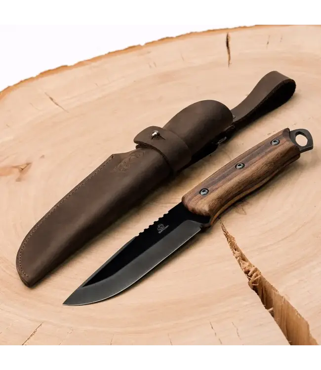 BeaverCraft Bushcraft Knife Dusk – Black Oxide, Leather Sheath