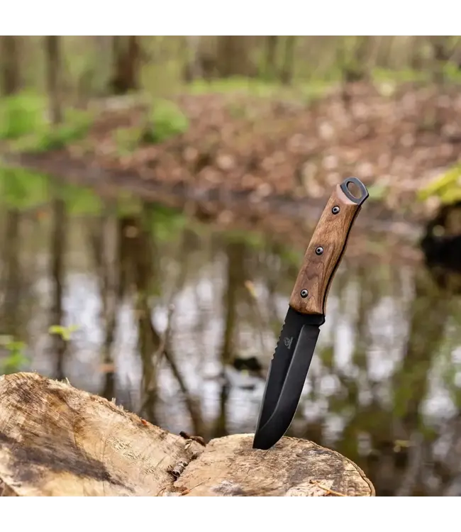 BeaverCraft Bushcraft Knife Dusk – Black Oxide, Leather Sheath