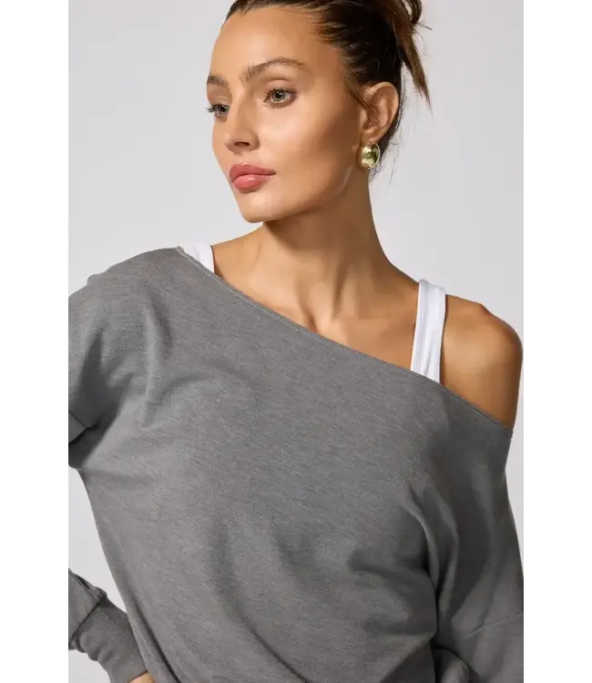 MPG Women's Cozy Fleece Off-The-Shoulder Sweatshirt