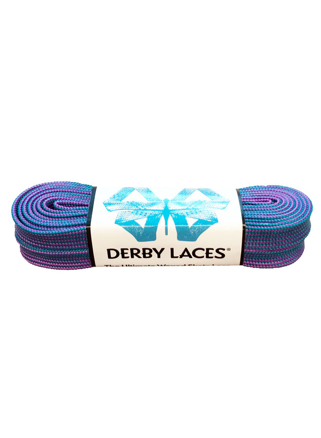 Derby Laces WAXED - Purple/Teal Stripe