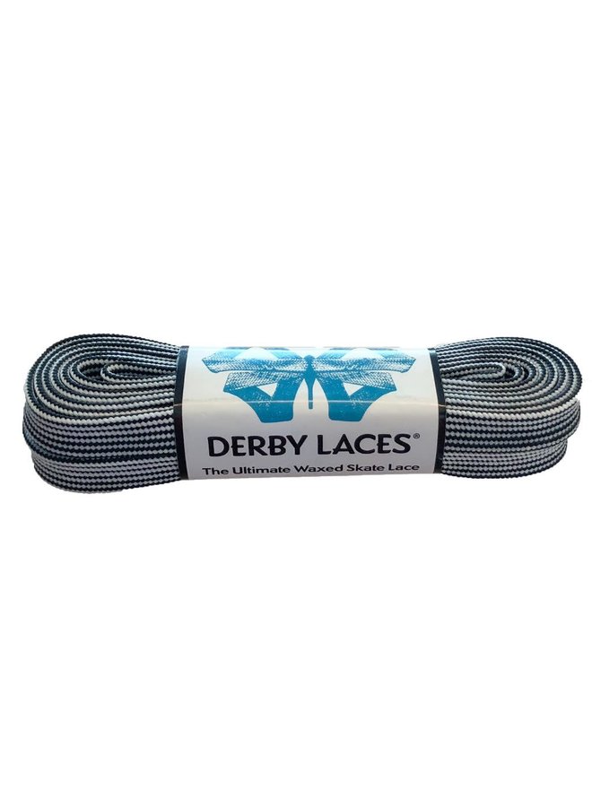 Derby Laces WAXED - Black/White Stripe