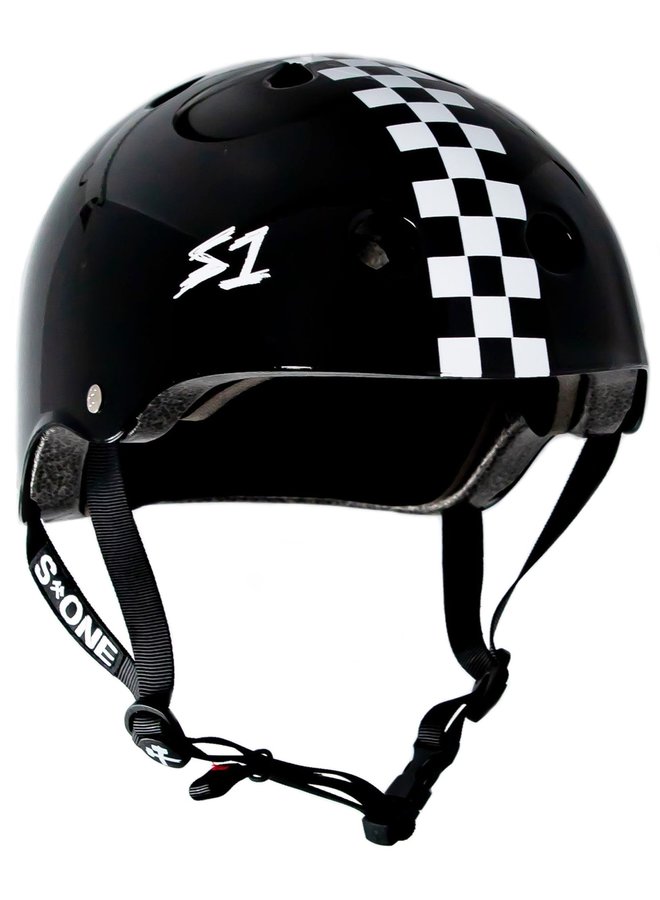 S-1 Lifer Helmet - Black Gloss w/ White Checkers