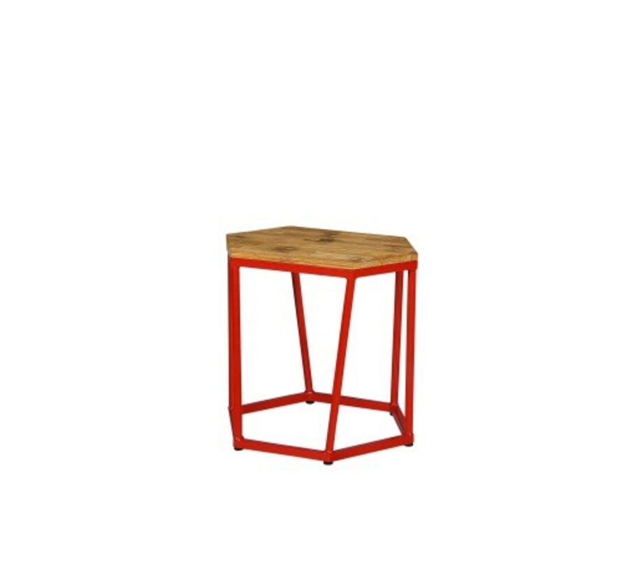 Mamagreen Polygon Stool Side Table With Teak Lamianted
