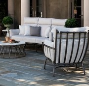 Summer Classics Audrey Coffee Table With Charcoal Base And Travertine Top