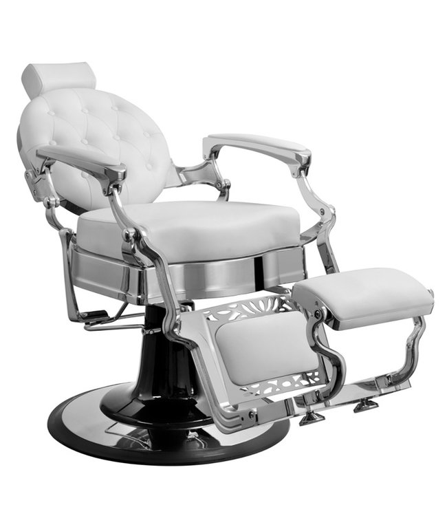 Hair Salon Truman Barber Chair (White/Chrome)