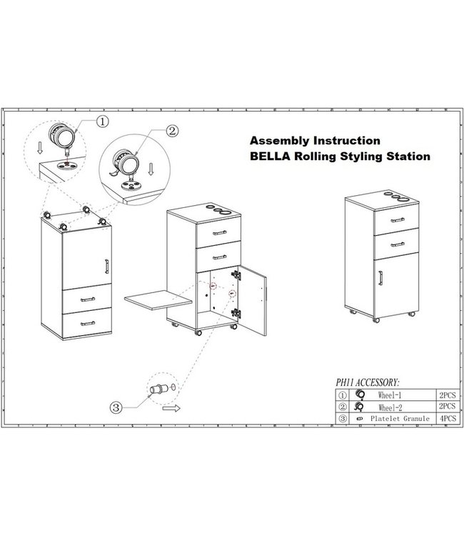 Hair Salon BELLA Rolling Styling Station (Brown)
