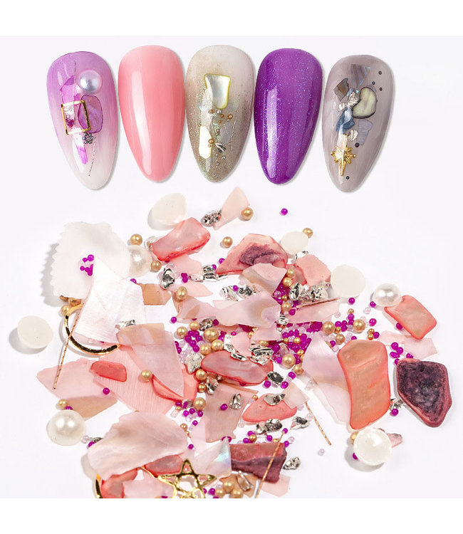 Nail Shell Decorations Mix  6/boxes Set