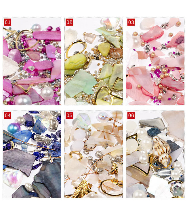 Nail Shell Decorations Mix  6/boxes Set