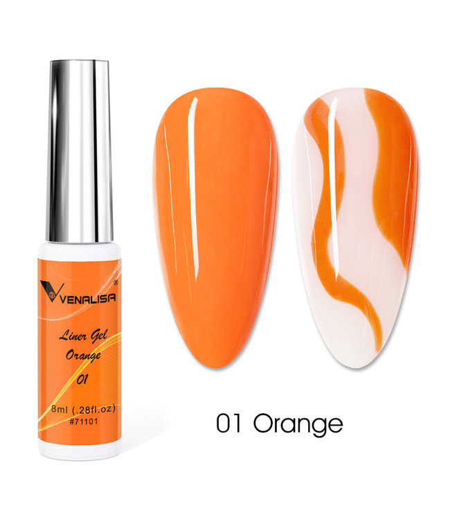Line Art Orange Gel Nails Polish