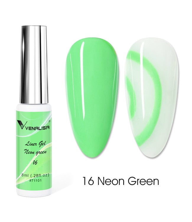 line art neon green gel nails polish