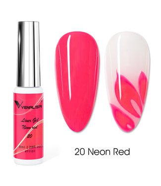 Line Art  Neon Red Gel Nails Polish