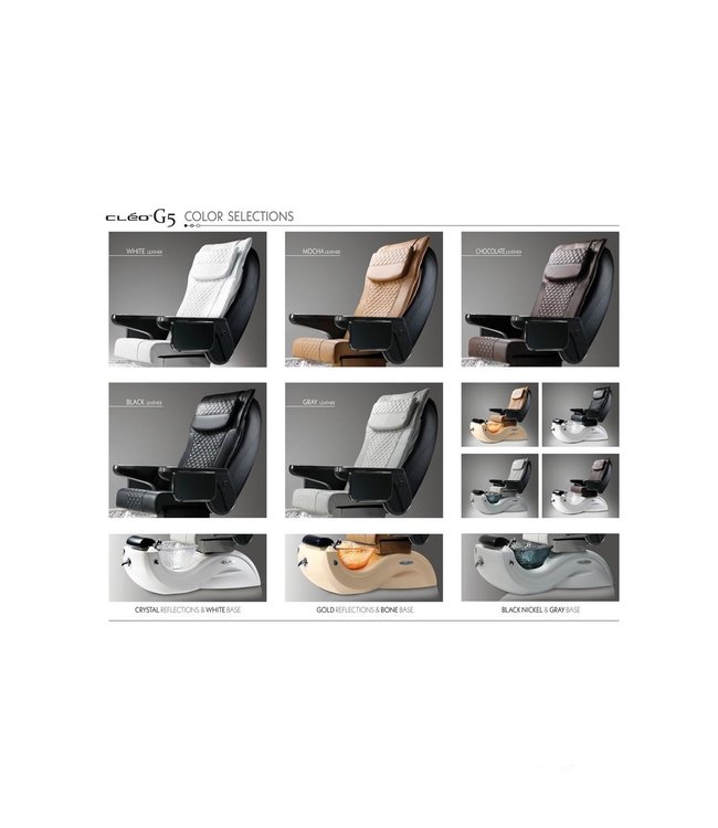 JA Pedicure Chairs S500  Cleo G5  White  &Black  Nickel