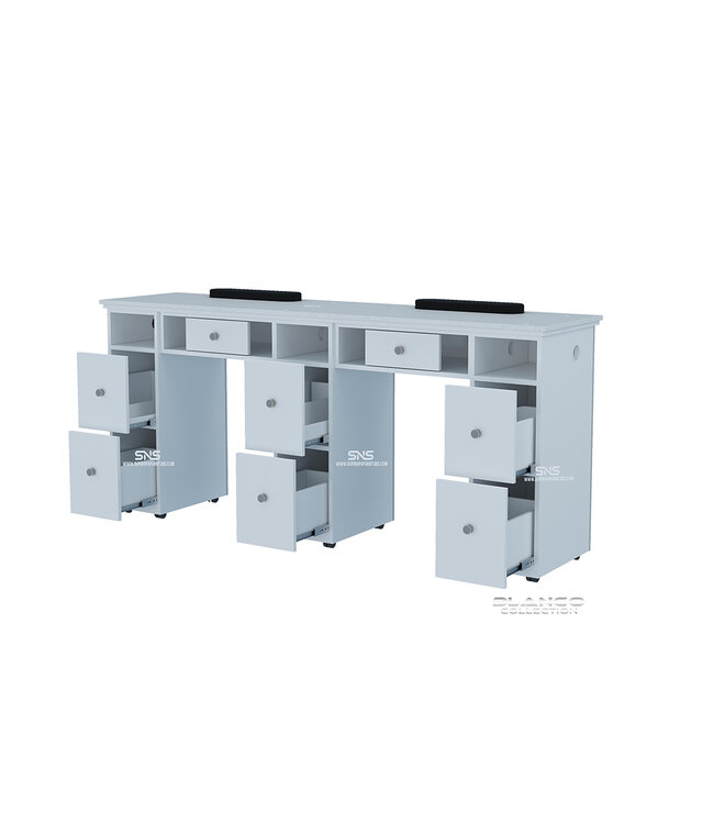 SNS BLANCO BL602  Double  Nail Table with LED Hole Lamp