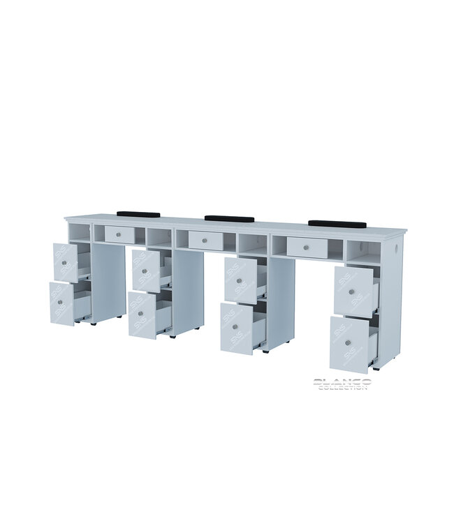 SNS BLANCO BL603  Triple Nail Table with LED Hole Lamp