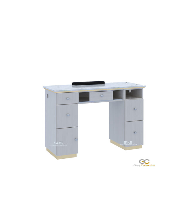 SNS Gray & Gold GD201  Nail Table with LED Hole Lamp