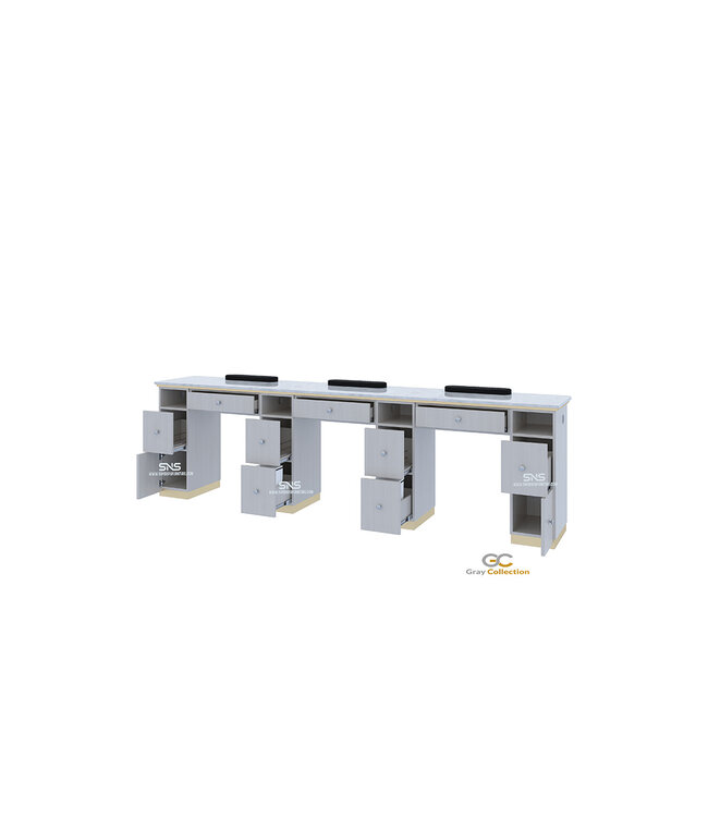 SNS Gray & Gold  GD303  Triple  Nail Table  (3 Unit)