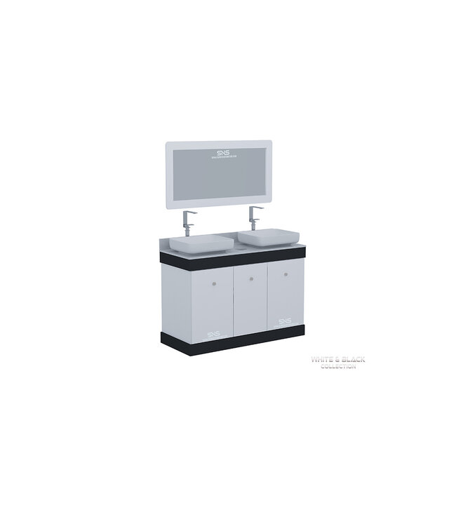 SNS White & Black WB202 Double Sink With Faucet