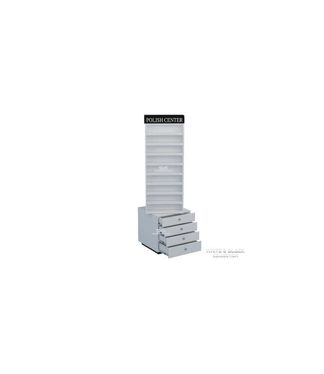 SNS White & Black WB503  Floor Standing Polish Rack Center