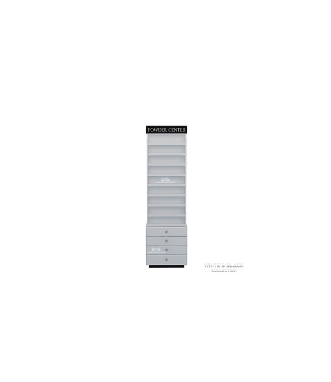 SNS White & Black WB503  Floor Standing Polish Rack Center