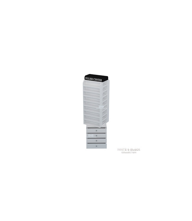SNS White & Black WB503  Floor Standing Polish Rack Center