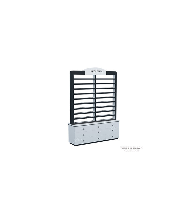 SNS White & Black WB602  Floor Standing  Polish & Dip Powder Rack Center