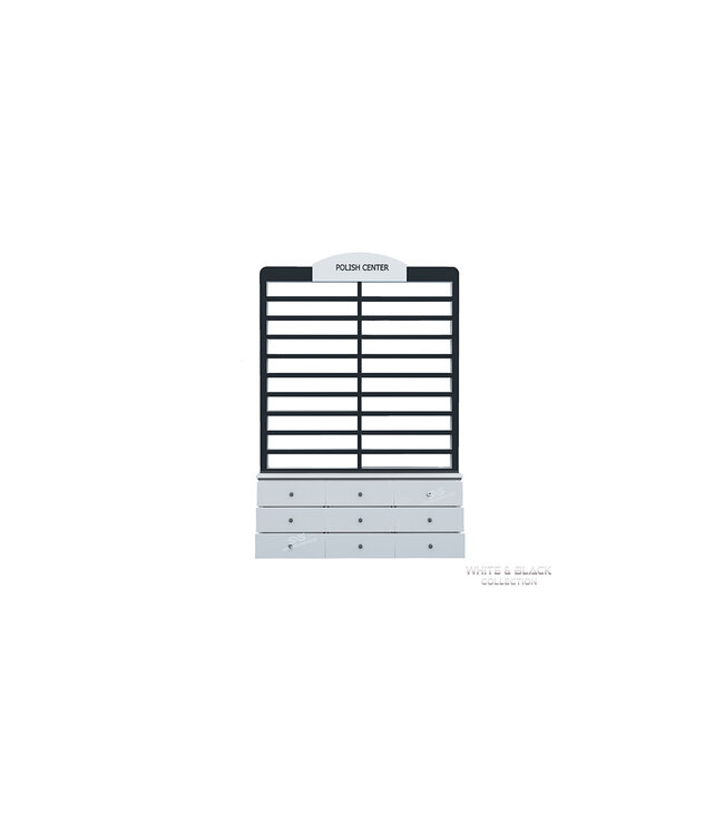 SNS White & Black WB602  Floor Standing  Polish & Dip Powder Rack Center