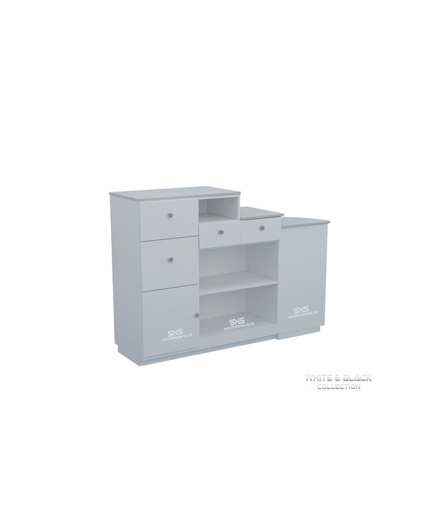 SNS White & Black  WB802 L Reception Desk