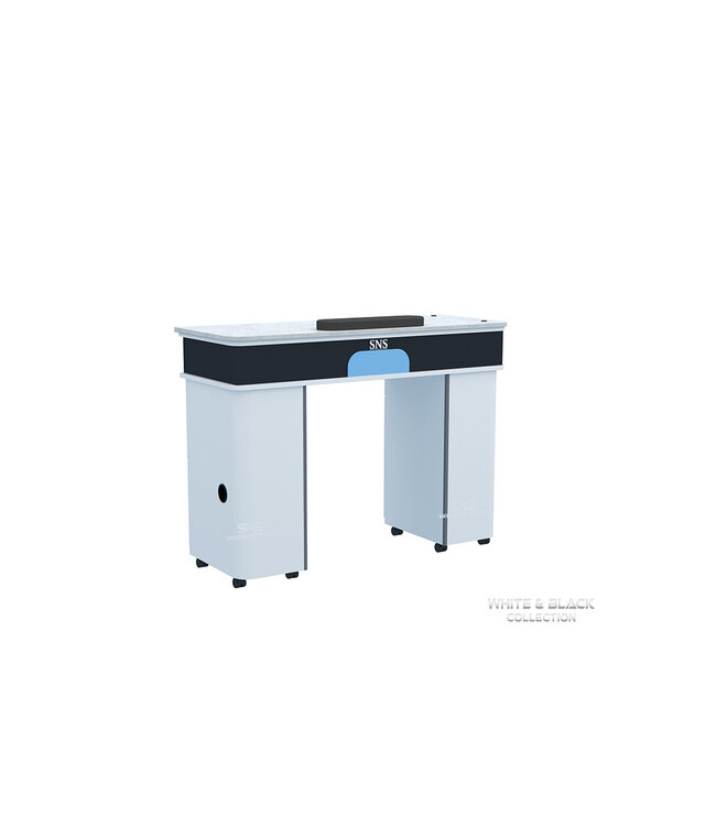 SNS White & Black WB903 Nail Table with LED Hole Lamp