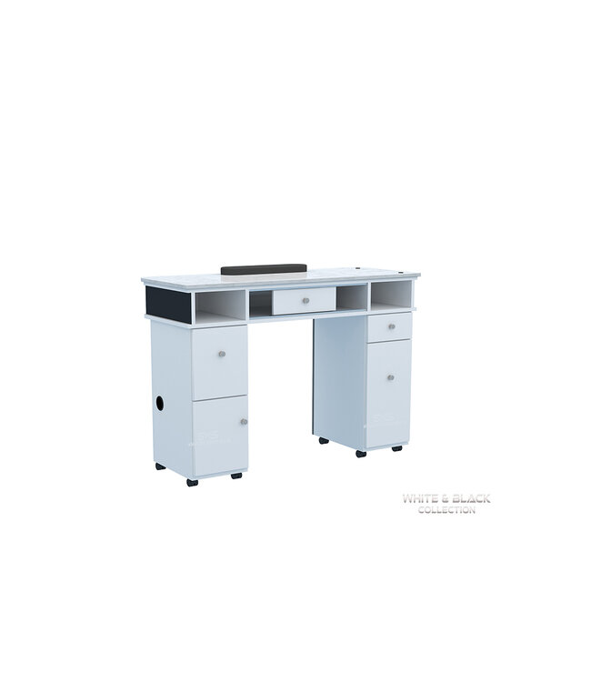 SNS White & Black WB903 Nail Table with LED Hole Lamp