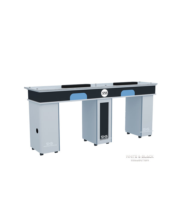 SNS White & Black  WB904 Double Nail Table  with LED Hole Lamp