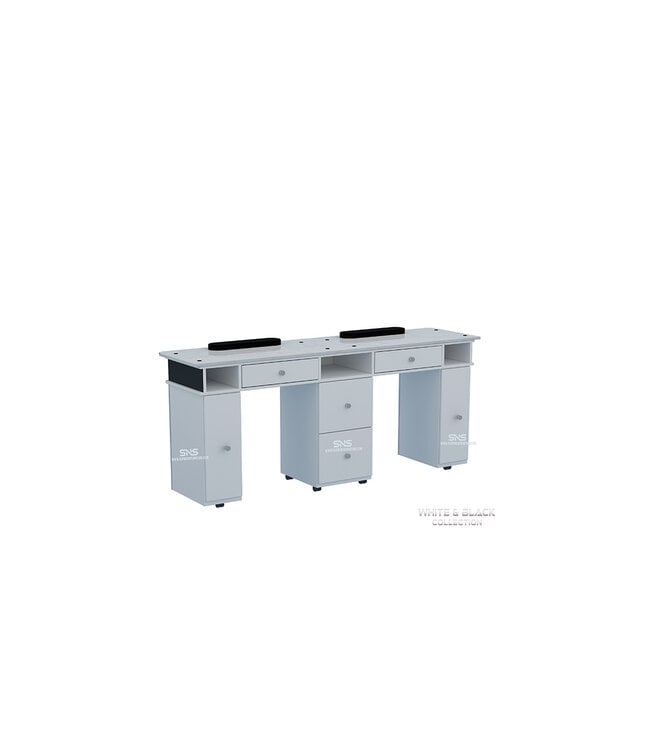 SNS White & Black WB906 Double Nail Table