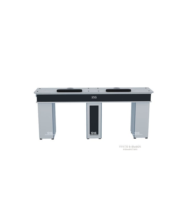 SNS White & Black WB909  Double Nail Table  With PIPE