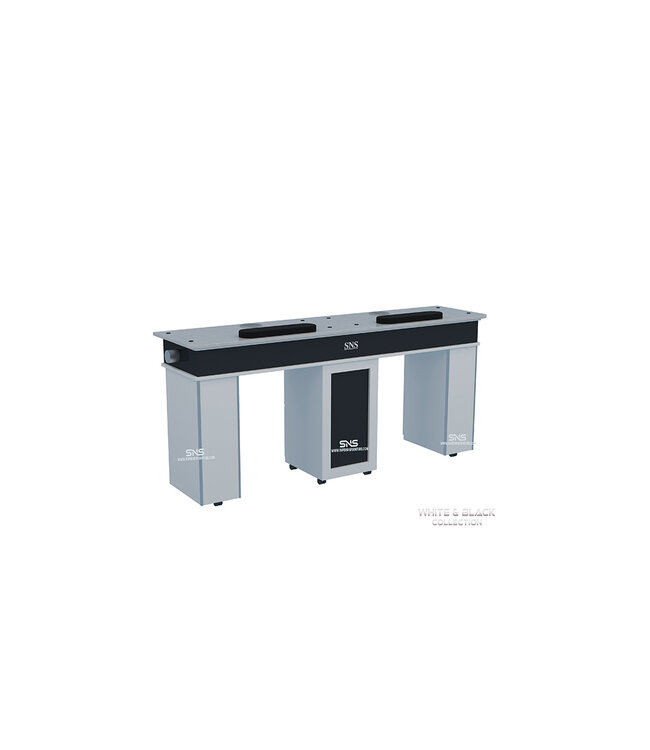 SNS White & Black  WB910  Double Nail Table  With PIPE