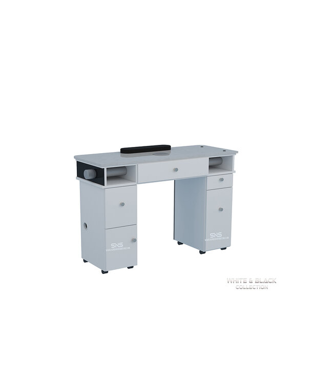 SNS White & Black # WB911  Nail Table  With  PIPE